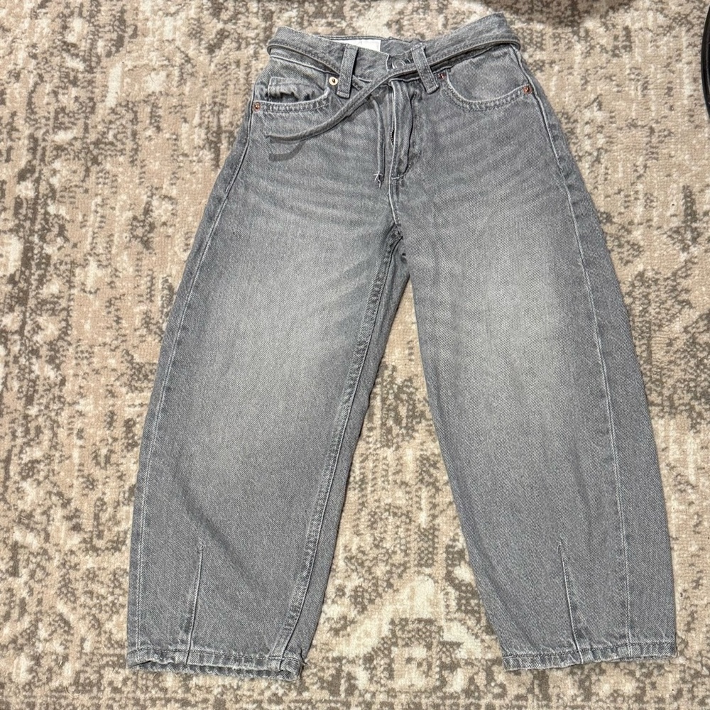 Zara Girl Gray Barrel Jeans